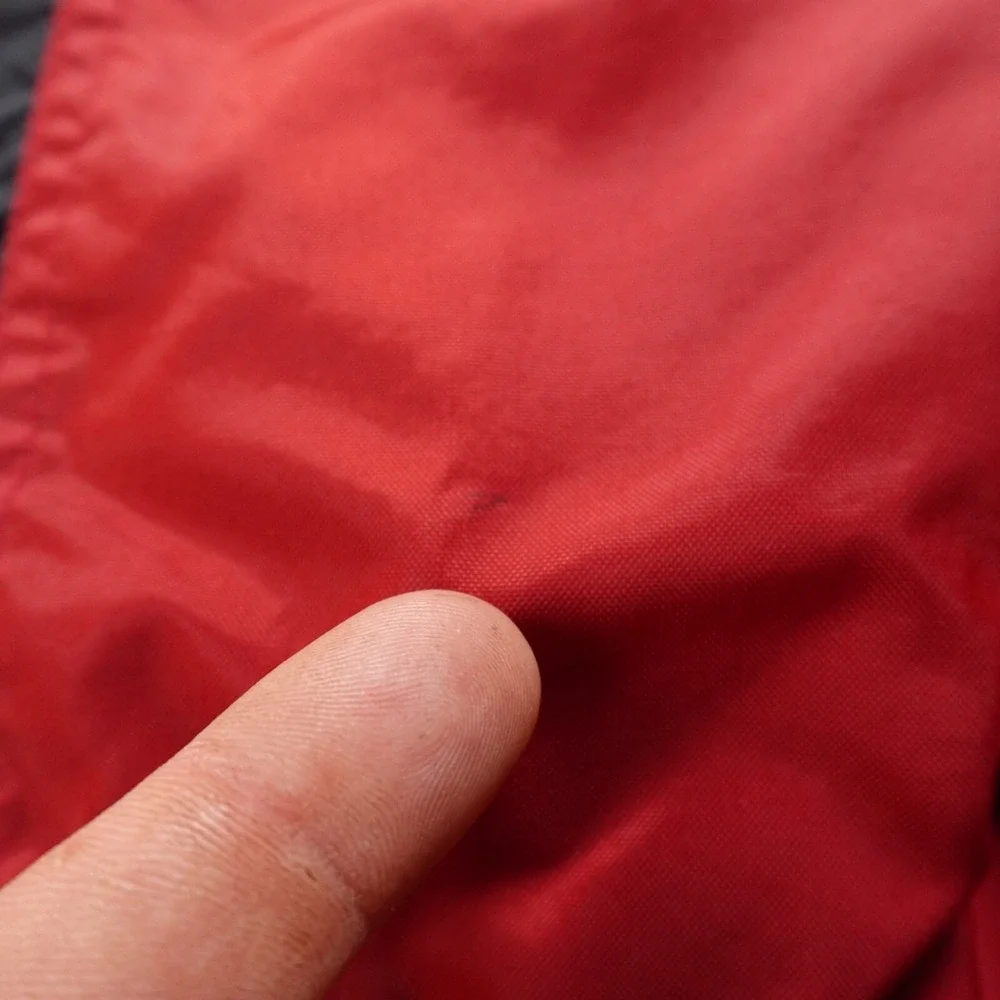 VTG Nike Jacket Mens M Red Swoosh Fleece Lined Zip Track Windbreaker Coat‎ Y2K
